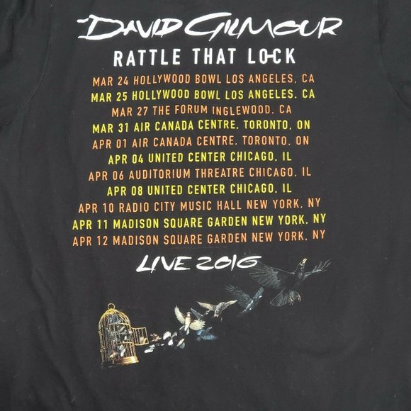 David Gilmour 2016 Concert Tour T Shirt Dates Pink Floyd Rattle That Lock L - Picture 2 of 6